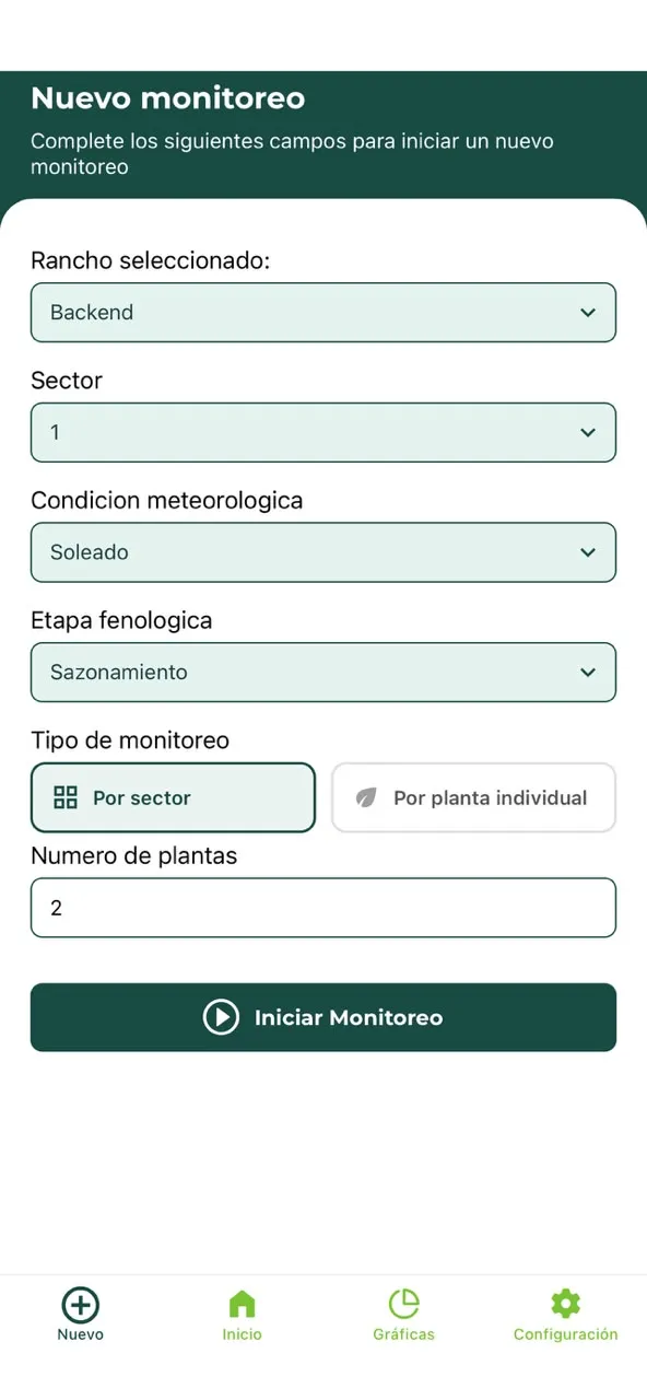 La app de Scout iniciando un nuevo monitoreo
